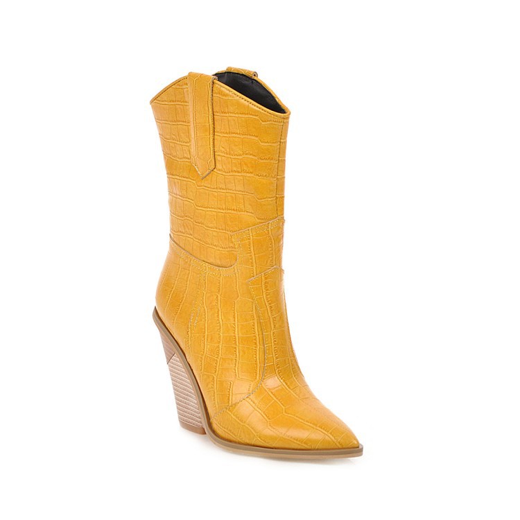 Ankle Boots Fish Scale Pointed Toe