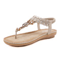 New Ethnic Style Sandals Female Bohemian Beaded Flip Flops Beach Sandals Flat Shoes