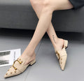 Summer Korean Retro Wild Fashion Non-Heel Pointed Muller Shoes Female Mid-Heel Baotou Thick With Lazy Half Slippers