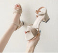 High-heeled Sandals Female Summer Roman Shoes With Thick Heel French Small  Fairy Shoes