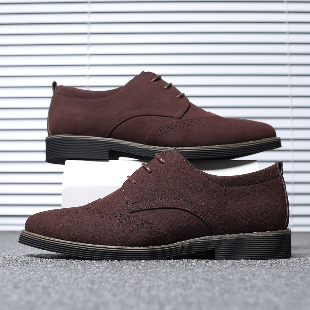 Solid Color Male British Casual Carved Leather Shoes