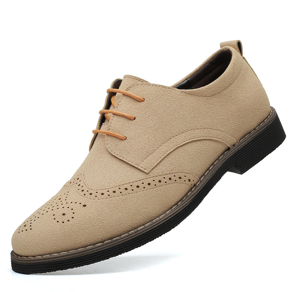 Solid Color Male British Casual Carved Leather Shoes