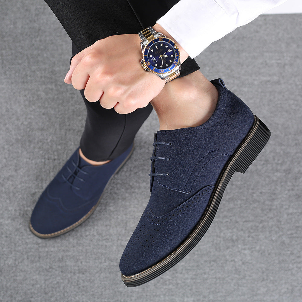 Solid Color Male British Casual Carved Leather Shoes