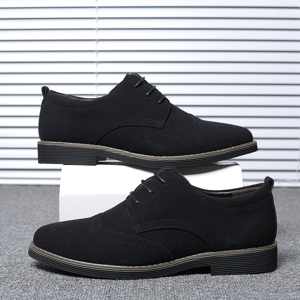 Solid Color Male British Casual Carved Leather Shoes