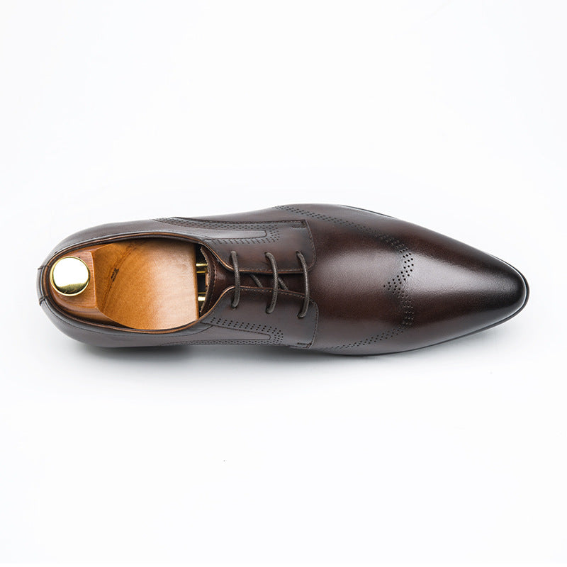 Formal Shoes Summer Pointed Brown Brooch Carved Male Wedding Shoes Lace-up Derby Shoes