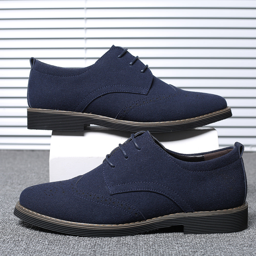Solid Color Male British Casual Carved Leather Shoes