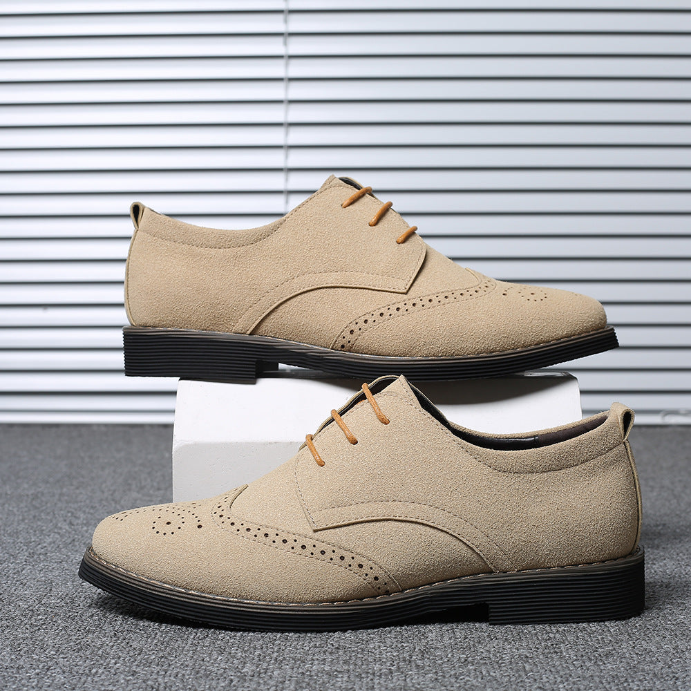 Solid Color Male British Casual Carved Leather Shoes