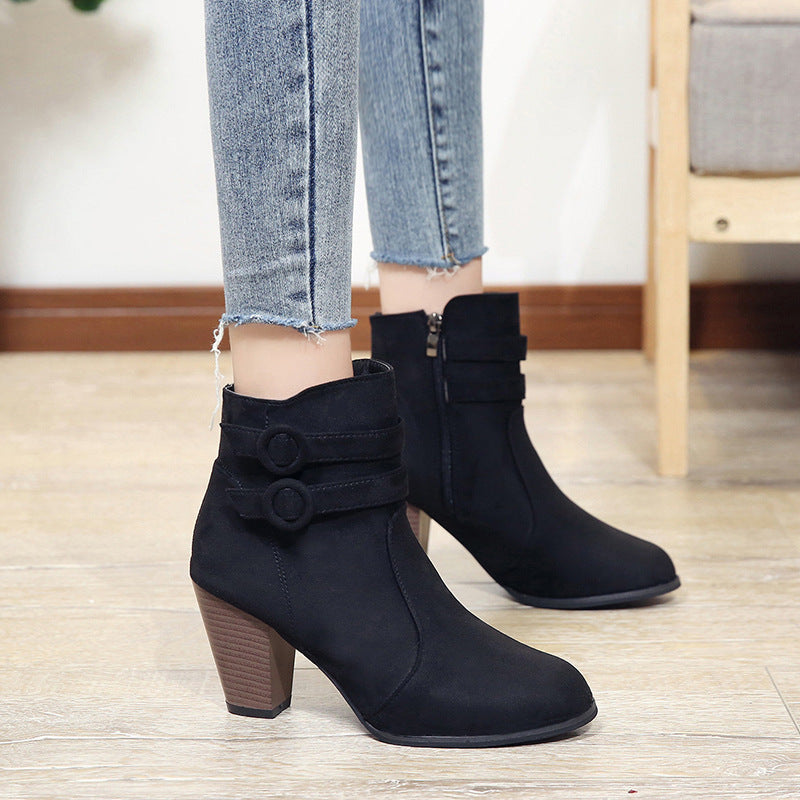 Martin boots female autumn and winter new thick with large size women's shoes Europe and the short tube women's boots students warm snow boots women