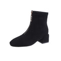 Female British Style Slim Front Zipper Round-toe Short Boots
