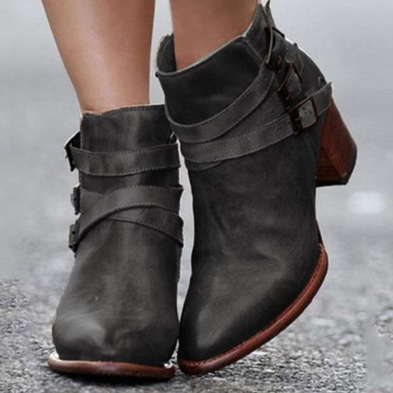 Round toe flat ankle boots