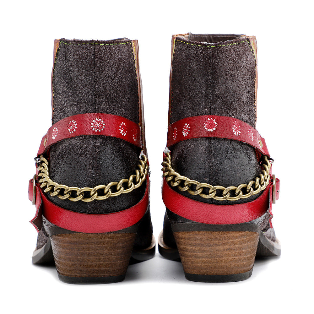 American Fashion Handmade Frosted Cowboy Boots And Ankle Women's Boots